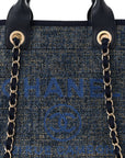 Lurex Canvas Medium Deauville Tote Navy Blue