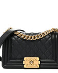 Lambskin Quilted Small Boy Flap Black
