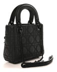 Ultra Matte Calfskin Cannage Mini Lady D1OR Black