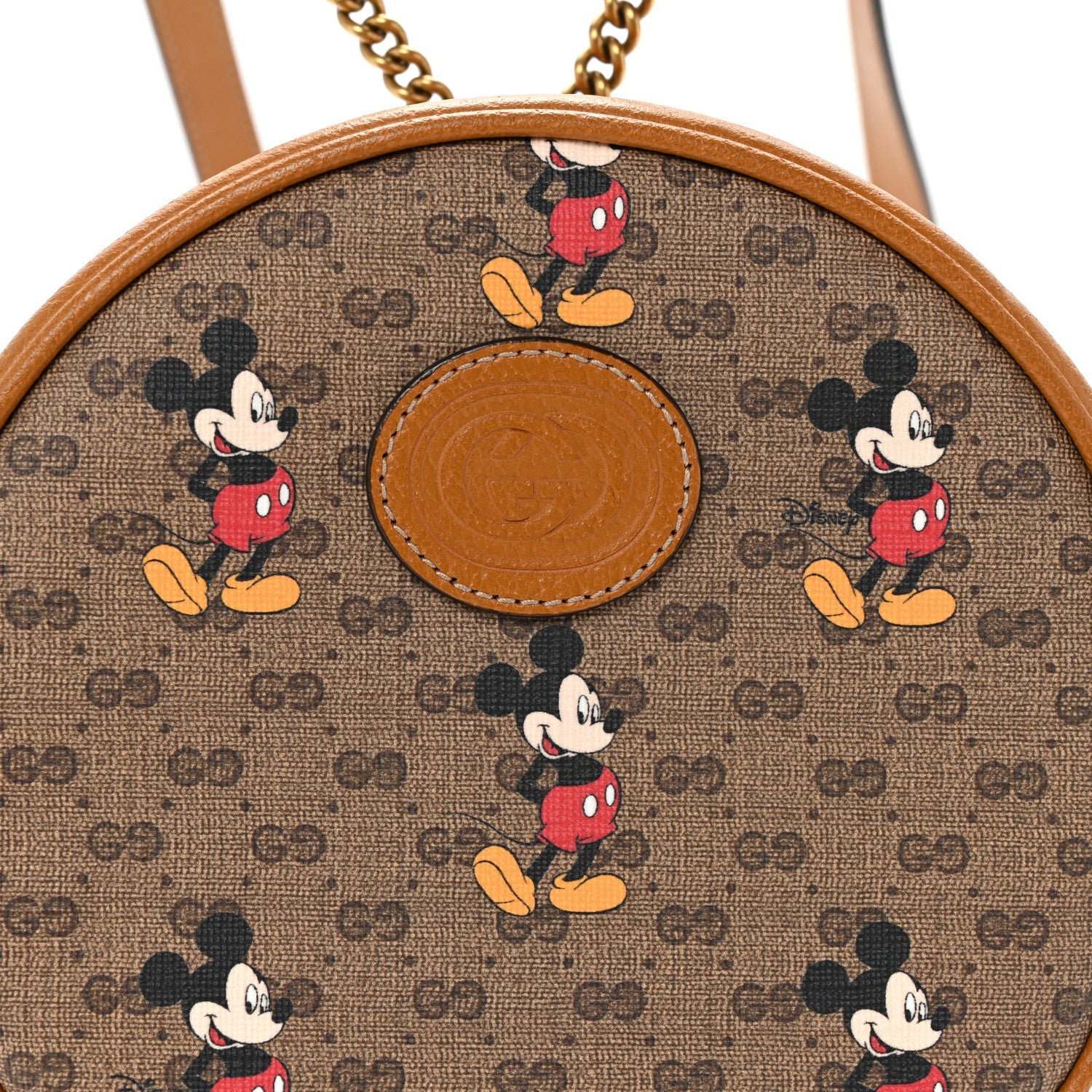 X DISNEY Mini Vintage GG Supreme Monogram Mickey Mouse Round Backpack  Beige Vintage Sun Oil