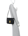 Box Calfskin Medium Classic Box Flap Bag Black
