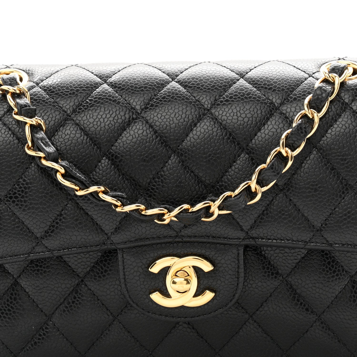 Caviar Quilted Small Double Flap Black