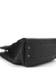 Goatskin Quilted Small Perfect Edge Shopping Tote Black