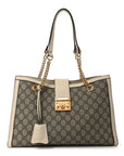 GG Supreme Monogram Medium Padlock Tote White
