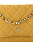 Lambskin Quilted Wallet On Chain WOC Yellow