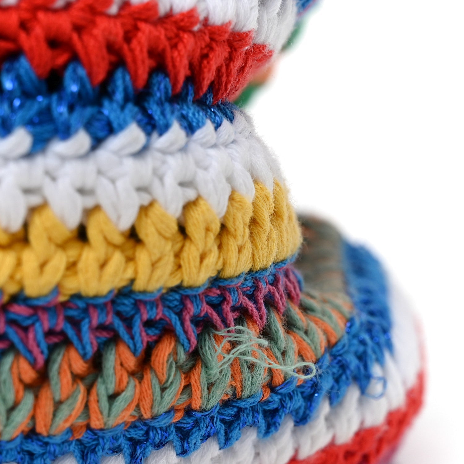 Cotton Crochet Stripe Tote Bag Multicolor