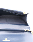Denim Printed Wallet On Chain WOC Dark Blue