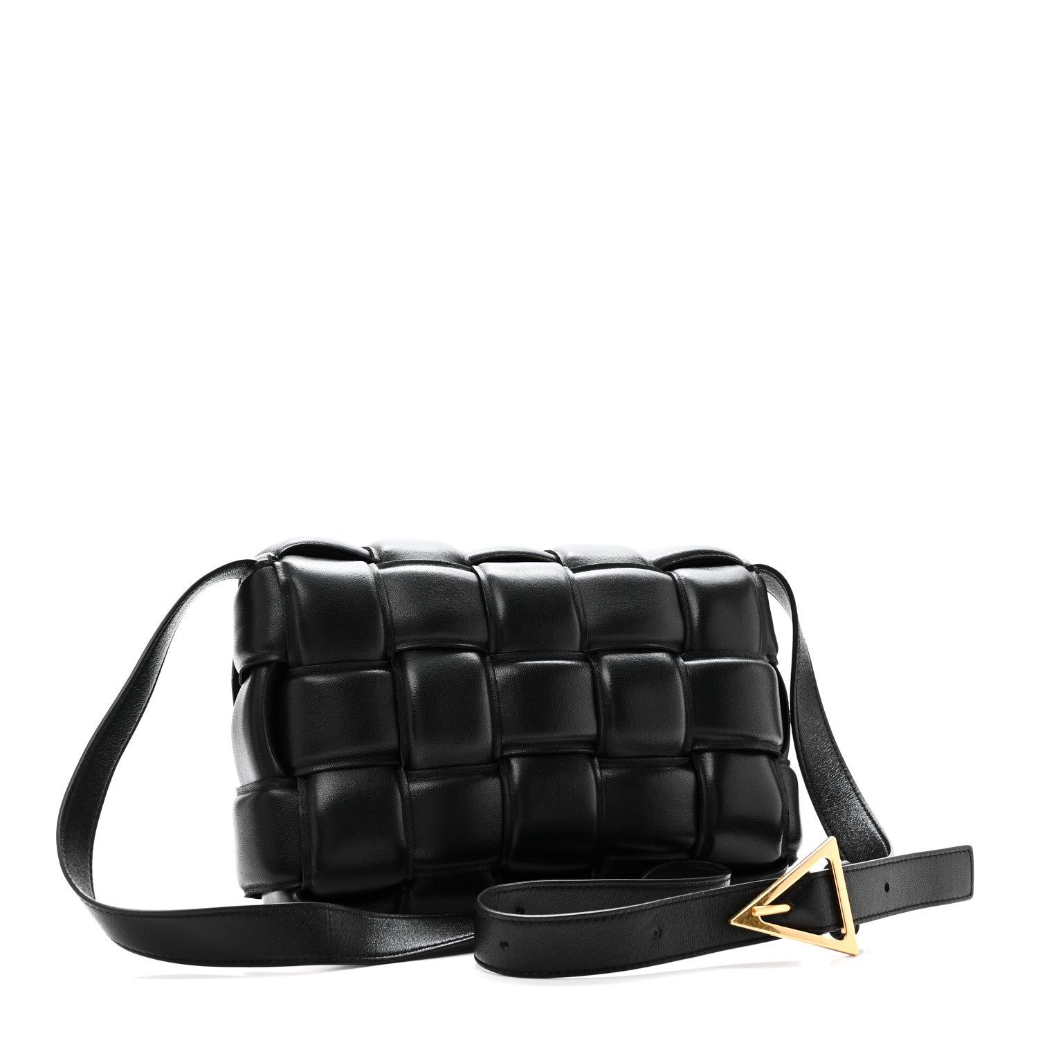 Nappa Maxi Intreccio Padded Cassette Crossbody Bag Black