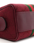 GG Supreme Monogram Textured Dollar Calfskin Web Super Mini Ophidia Top Handle Bowler Bag Rosso Ancora