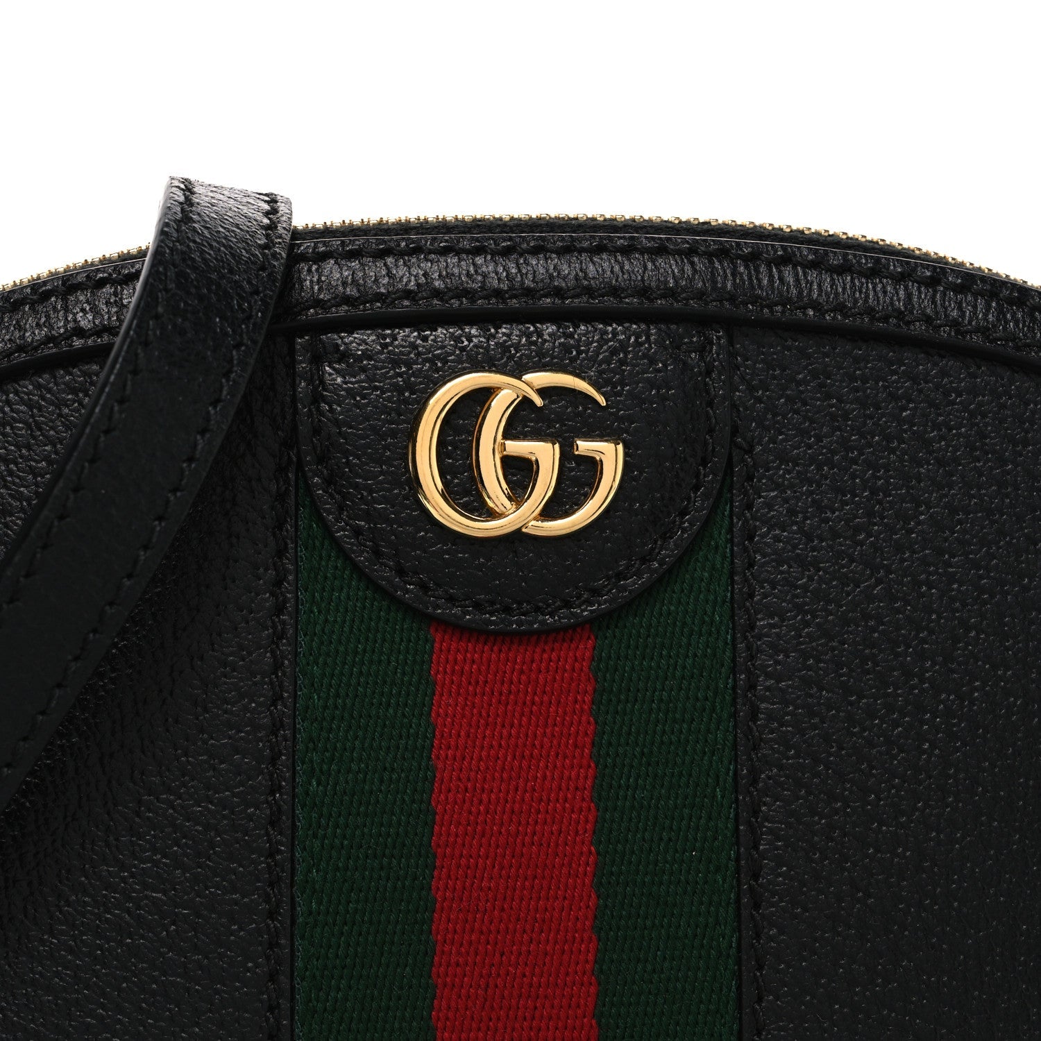 Calfskin GG Web Small Ophidia Dome Shoulder Bag Black