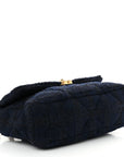 Tweed Quilted Large CHNL 19 Flap Navy Blue