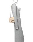 Caviar Quilted Medium Double Flap Light Beige