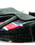 Velvet Crocodile Effect Saddle Bag Green