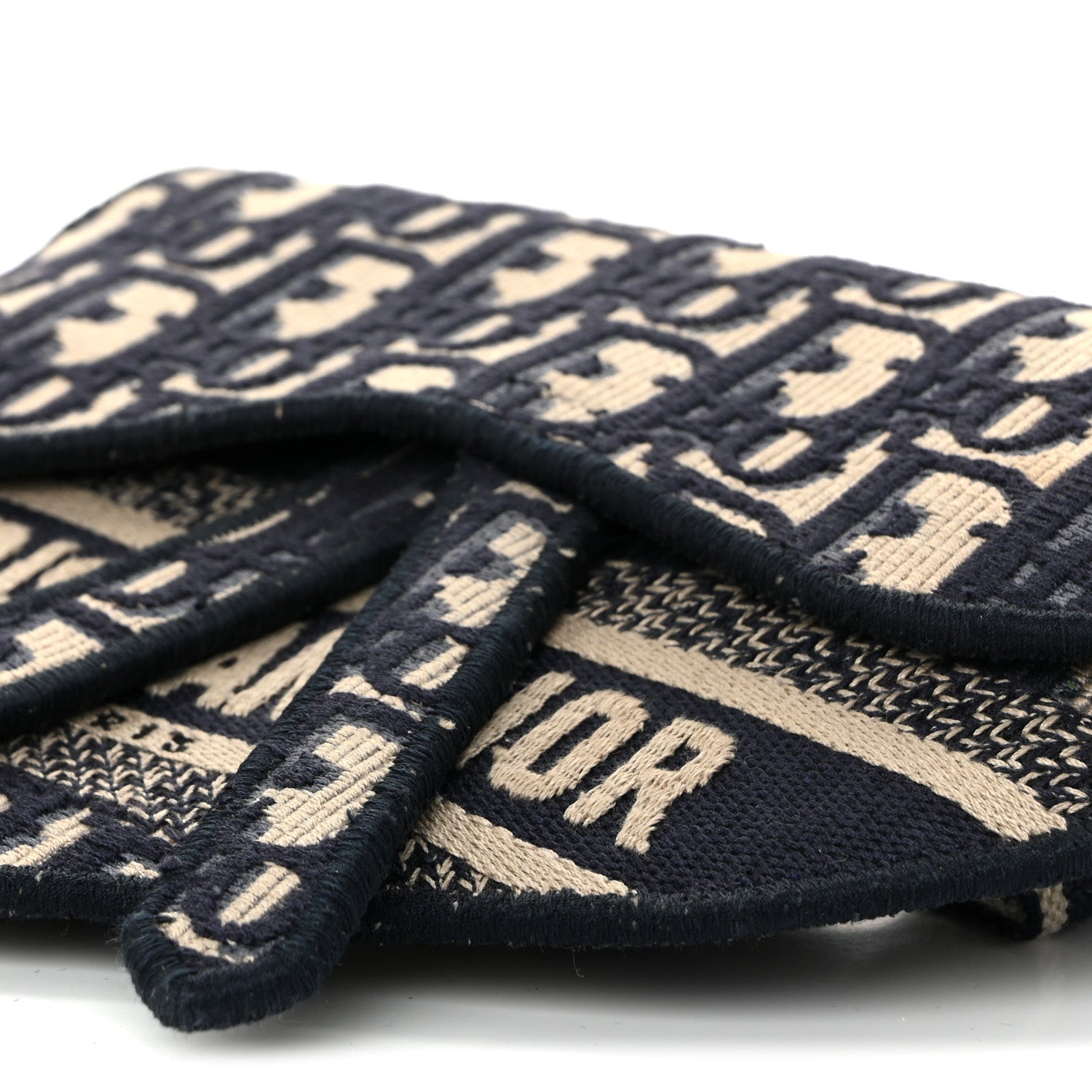 Oblique Embroidered Saddle Belt Pouch Blue