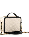 Caviar Quilted Small CC Filigree Vanity Case White Black