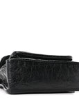Crinkled Calfskin Matelasse Monogram Medium Niki Chain Satchel Black