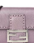 Metallic Cuoio Roma Sellerissima Nappa Sintetica Tape Stitch Mini Baguette Rosa Placca Argento