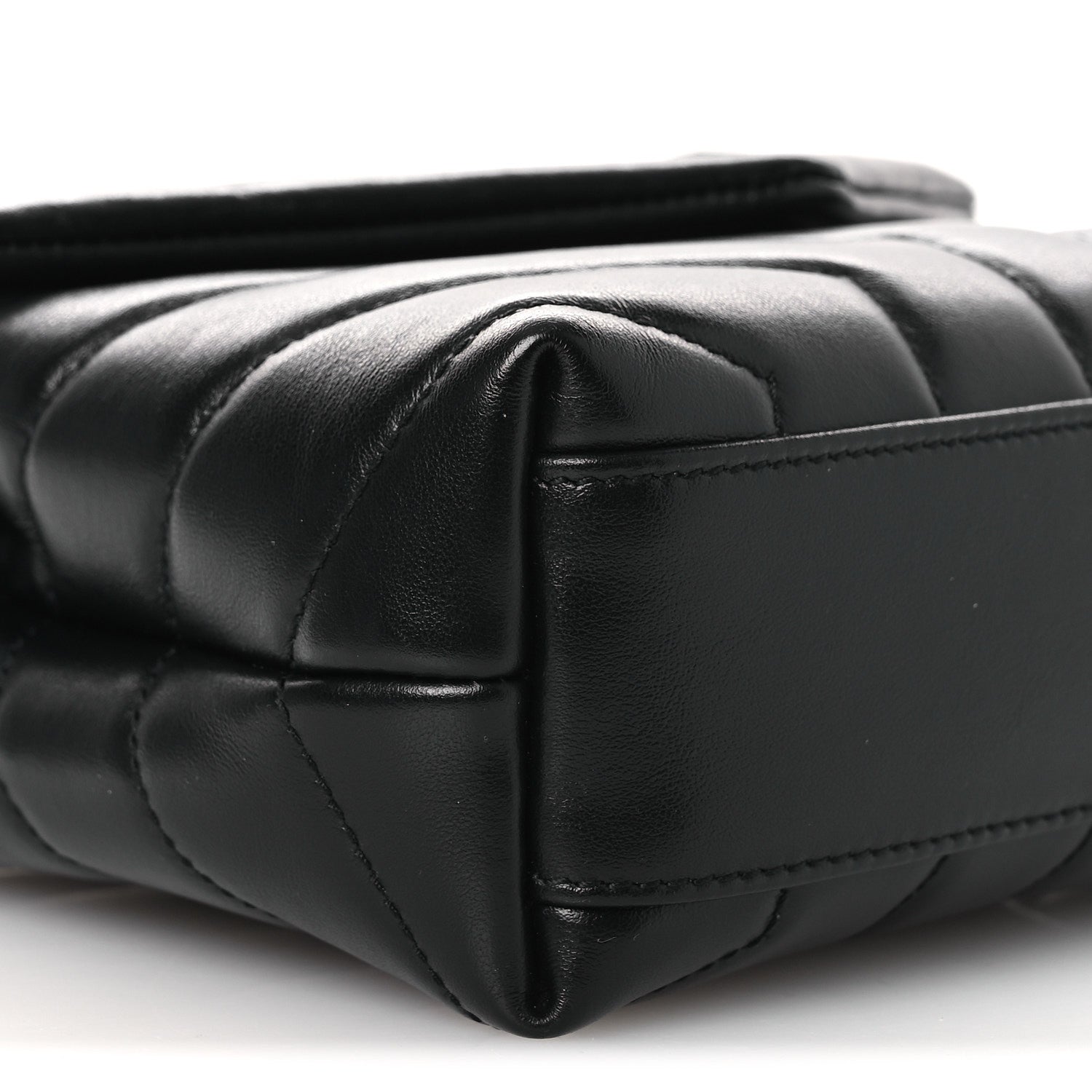 Calfskin Y Quilted Monogram Monochrome Toy Loulou Crossbody Bag Black