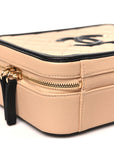 Caviar Quilted Medium CC Filigree Vanity Case Beige Black