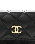 Lambskin Quilted Enamel Mini Belt Bag Black