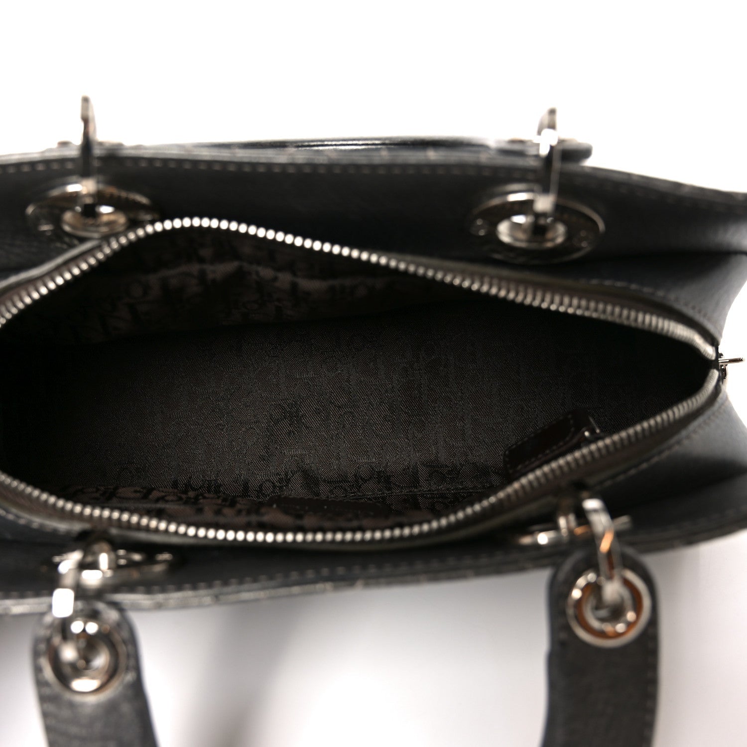 Metallic Calfskin Cannage Stitched Small East West Lady D1OR Bronze