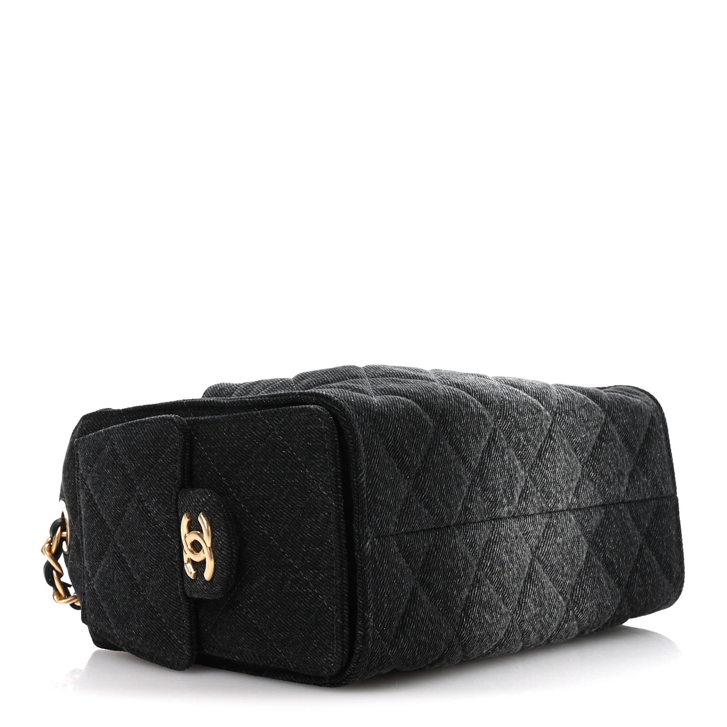 Washed Denim Quilted Mini CHNL 25 Handbag Black