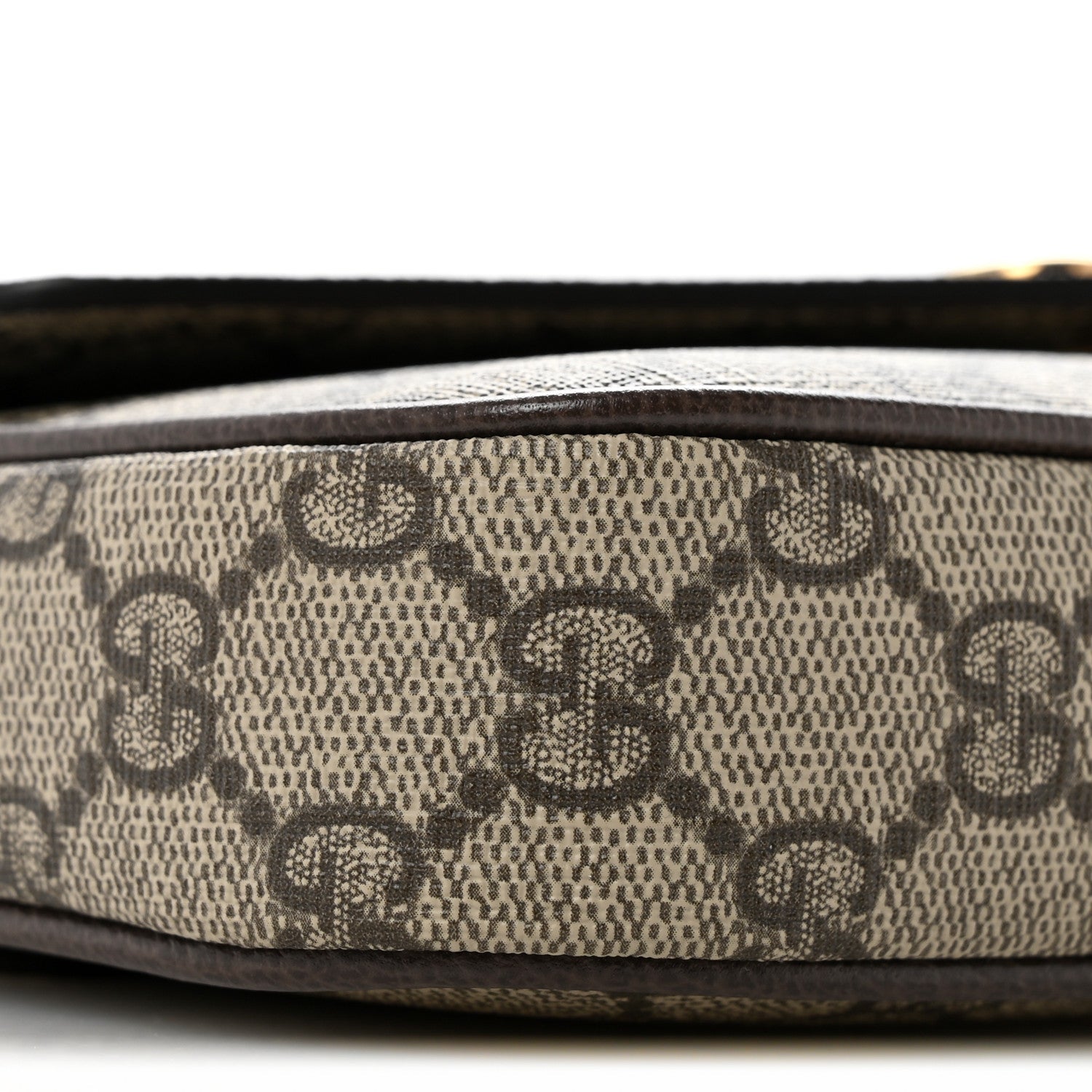 GG Supreme Monogram Textured Dollar Calfskin Web Mini Ophidia Envelope Shoulder Bag Beige Ebony New Acero