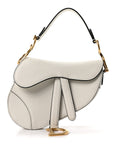 Grained Calfskin Mini Saddle Bag White