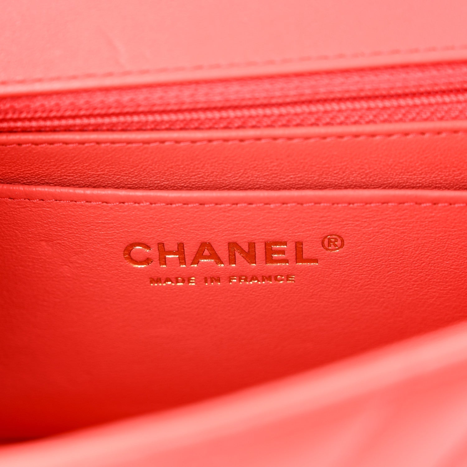 Lambskin Chevron Quilted Mini Rectangular Flap Coral