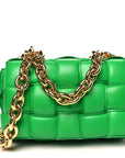 Lambskin Maxi Intreccio Padded Chain Cassette Crossbody Bag Racing Green