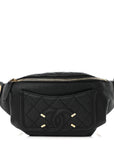 Caviar Quilted Filigree Waist Bag Black