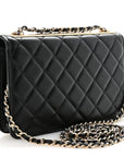 Lambskin Quilted Trendy CC Wallet On Chain WOC Black