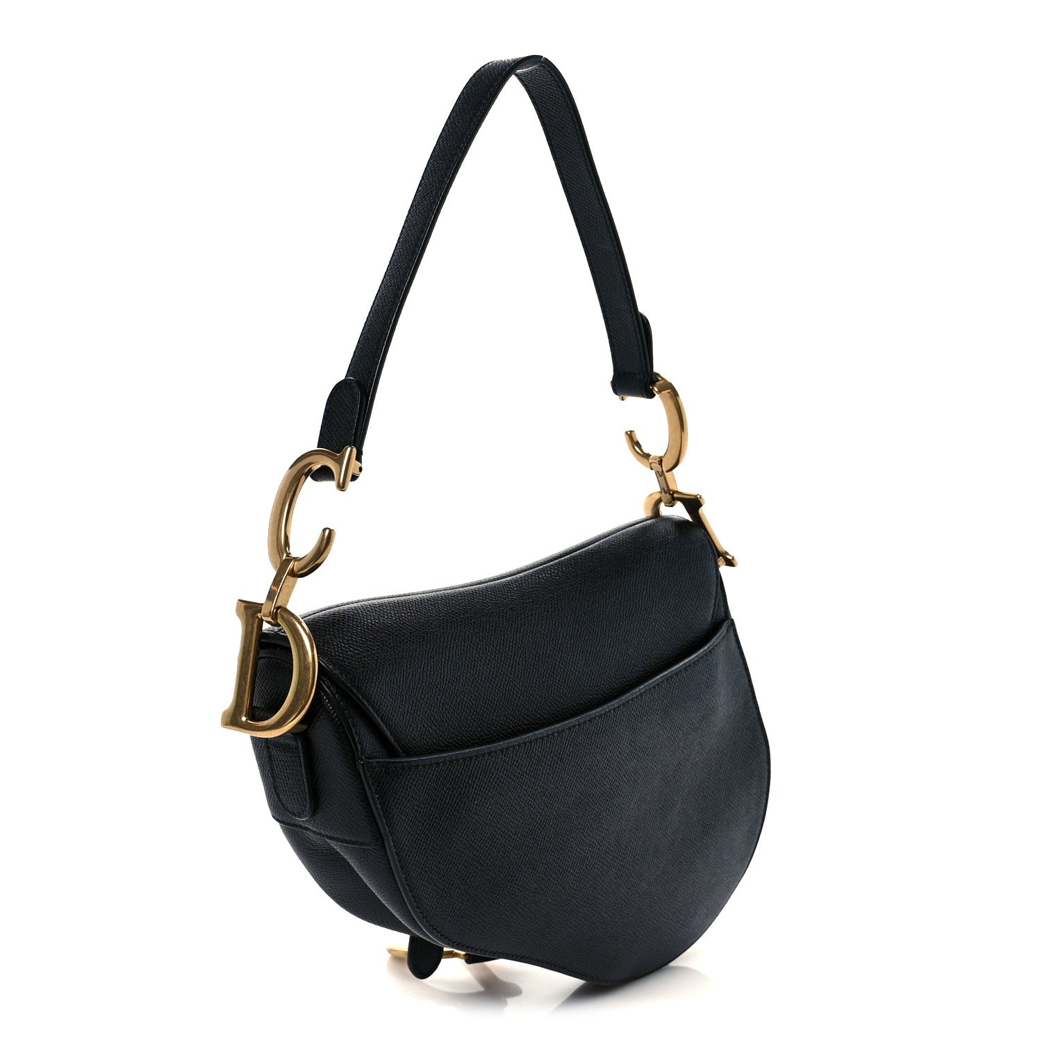Grained Calfskin Saddle Bag Black
