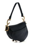 Grained Calfskin Saddle Bag Black