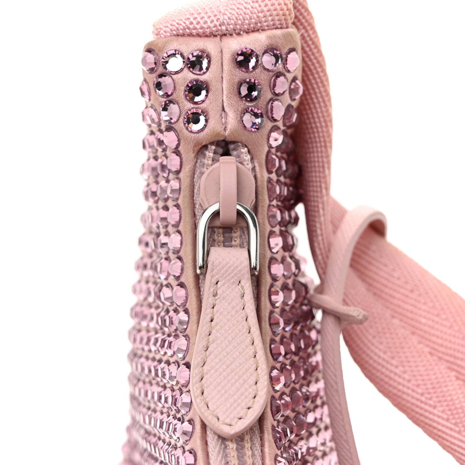 Satin Crystal Mini Re-Edition 2000 Bag Alabastro