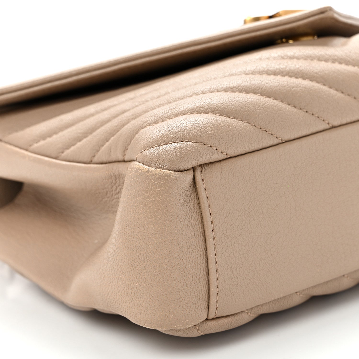 Sheepskin Matelasse Chevron Monogram Medium College Bag Dark Beige