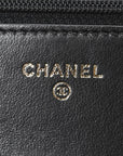 Lambskin Quilted Golden Class Wallet on Chain WOC Black