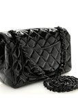 Patent Calfskin Quilted Mini Rectangular Flap So Black