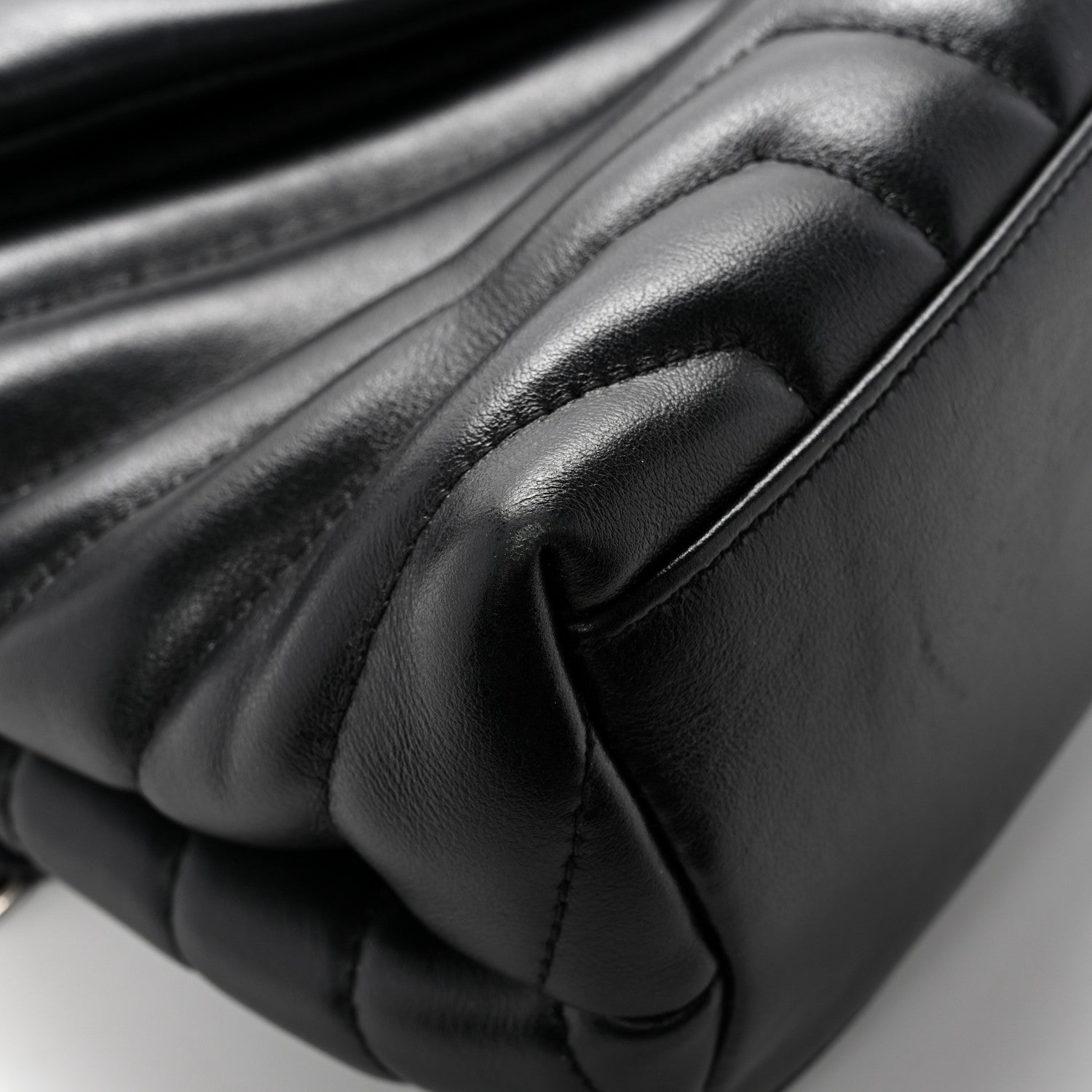 Calfskin Y Quilted Monogram Medium Loulou Chain Satchel Black