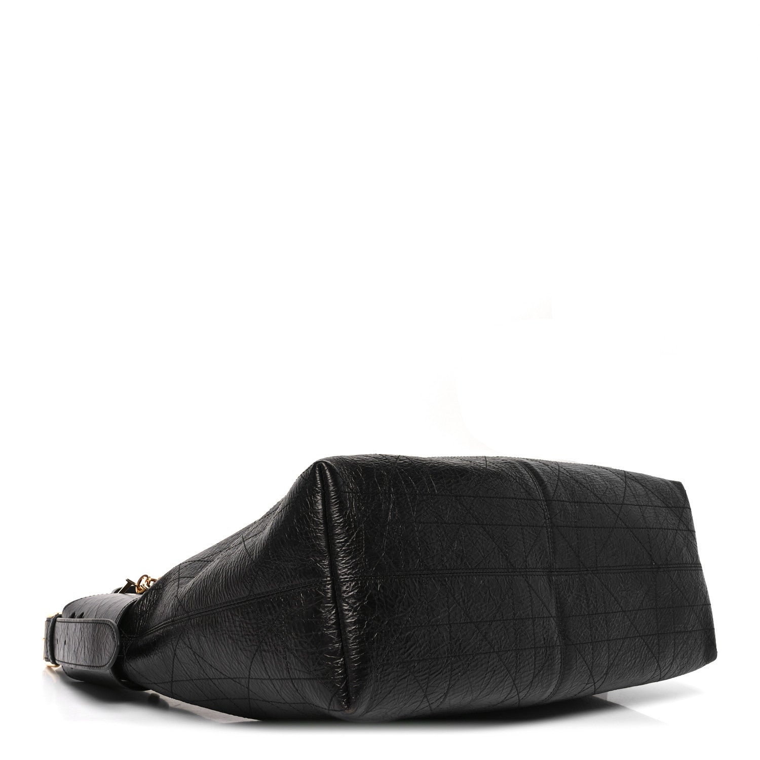 Crinkled Calfskin Macrocannage Large Voyage Bag Black