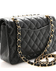 Caviar Quilted Small Double Flap Black
