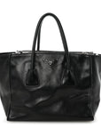 Glace Calf Twin Pocket Tote Black
