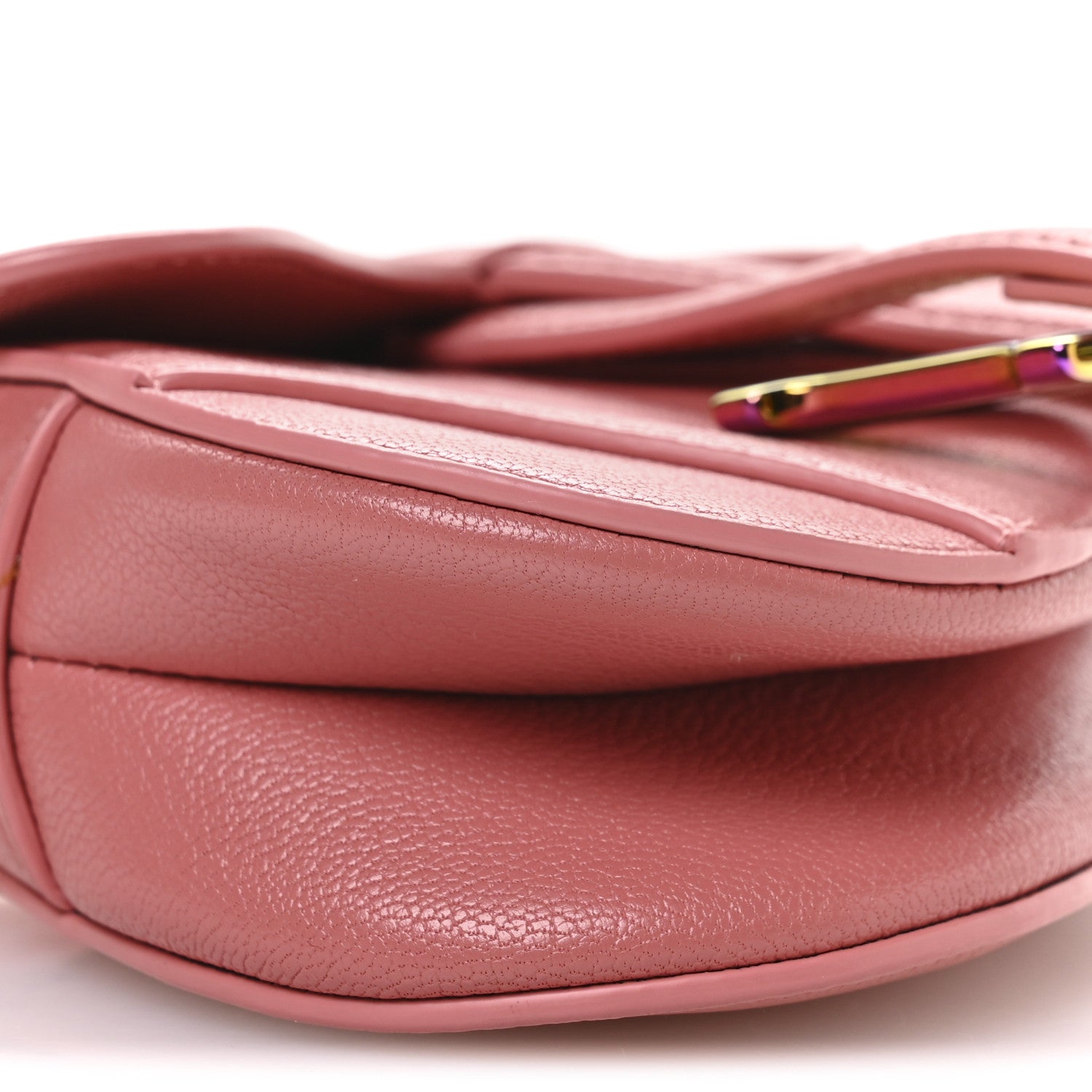 Goatskin Micro Saddle Bag With Strap Coral Powder