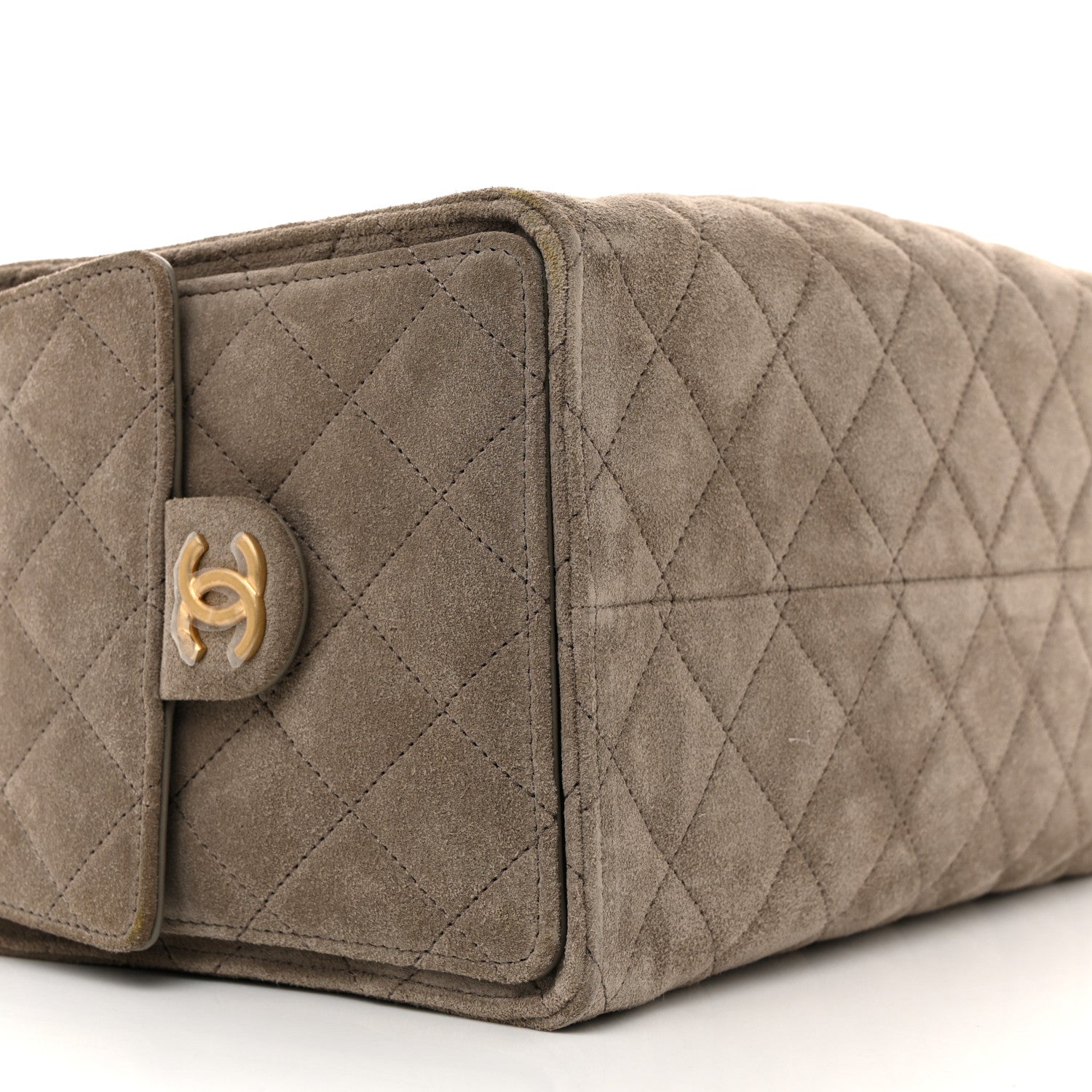 Suede Quilted Medium CHNL 25 Handbag Dark Grey