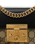 GG Supreme Monogram Calfskin Small Padlock Shoulder Bag Beige Black Cuir