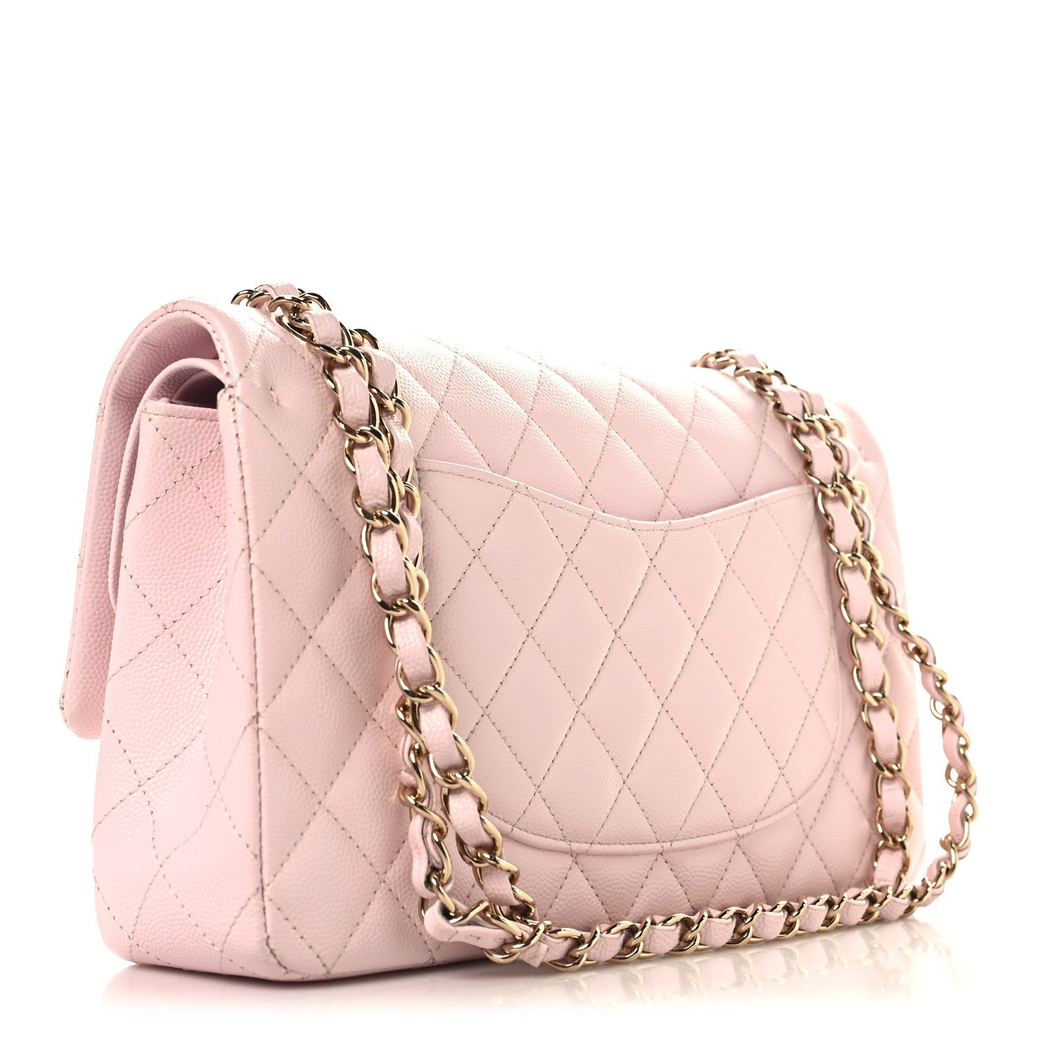 Caviar Quilted Medium Double Flap Light Pink