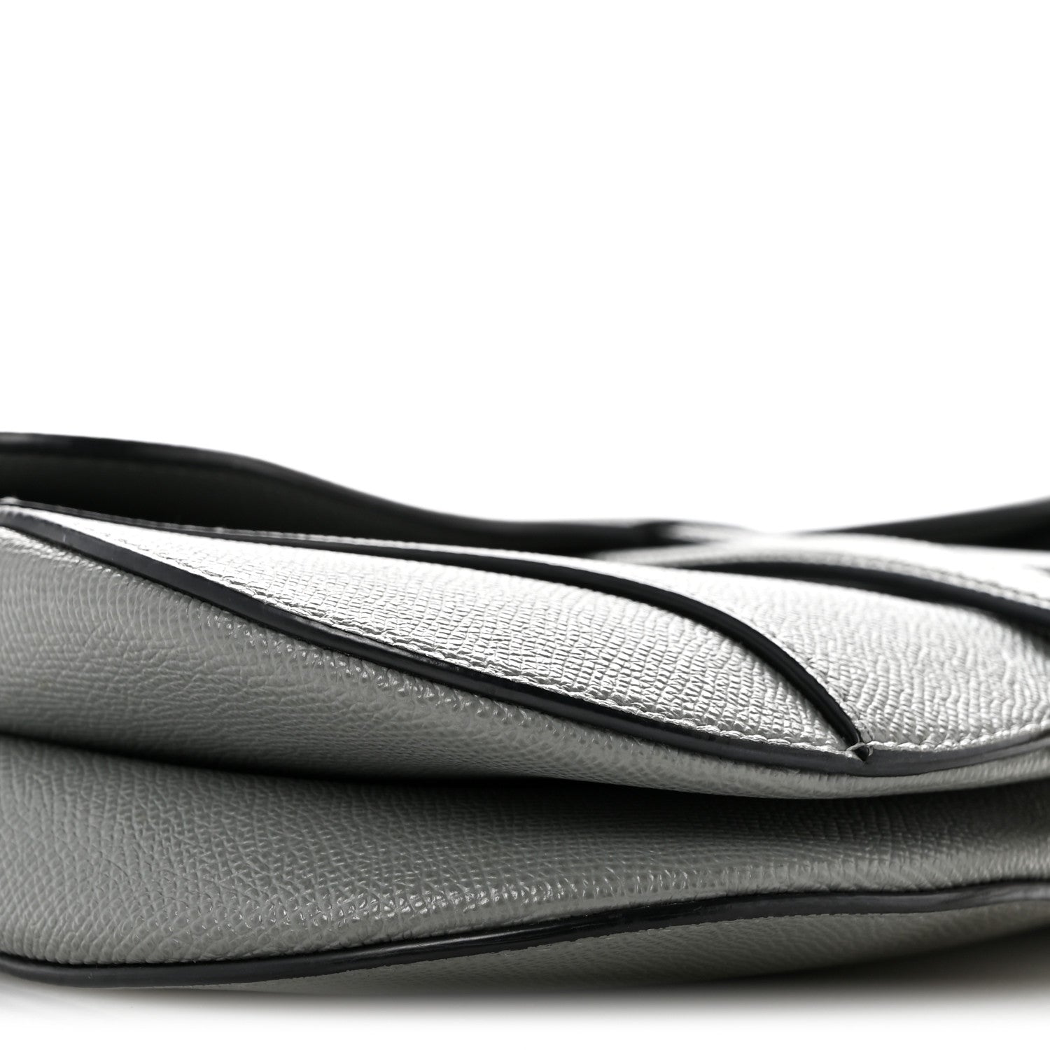 Grained Calfskin Saddle Bag Grey