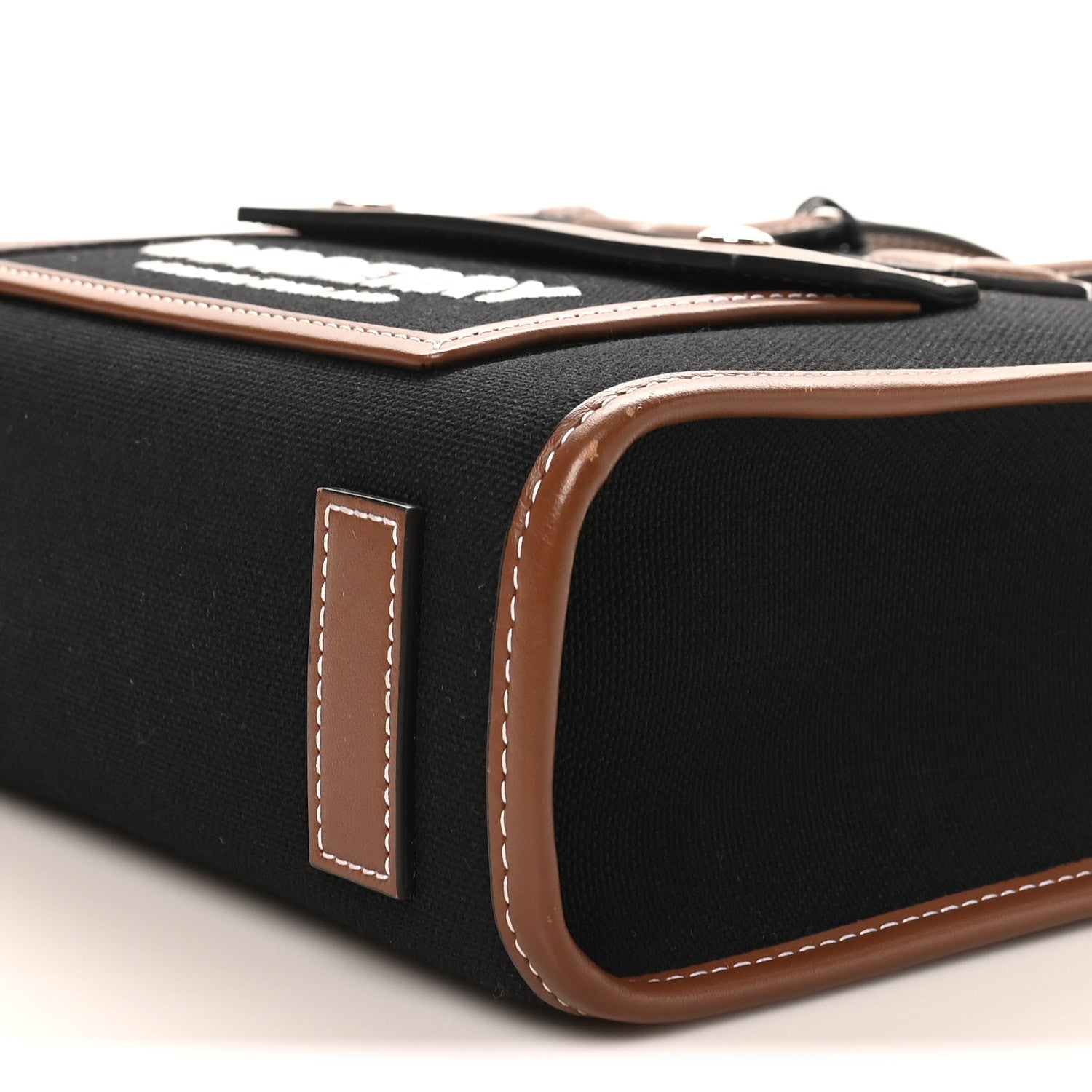 Canvas Smooth Calfskin Mini Two Tone Freya Tote Black Tan
