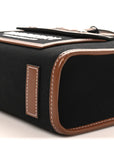 Canvas Smooth Calfskin Mini Two Tone Freya Tote Black Tan