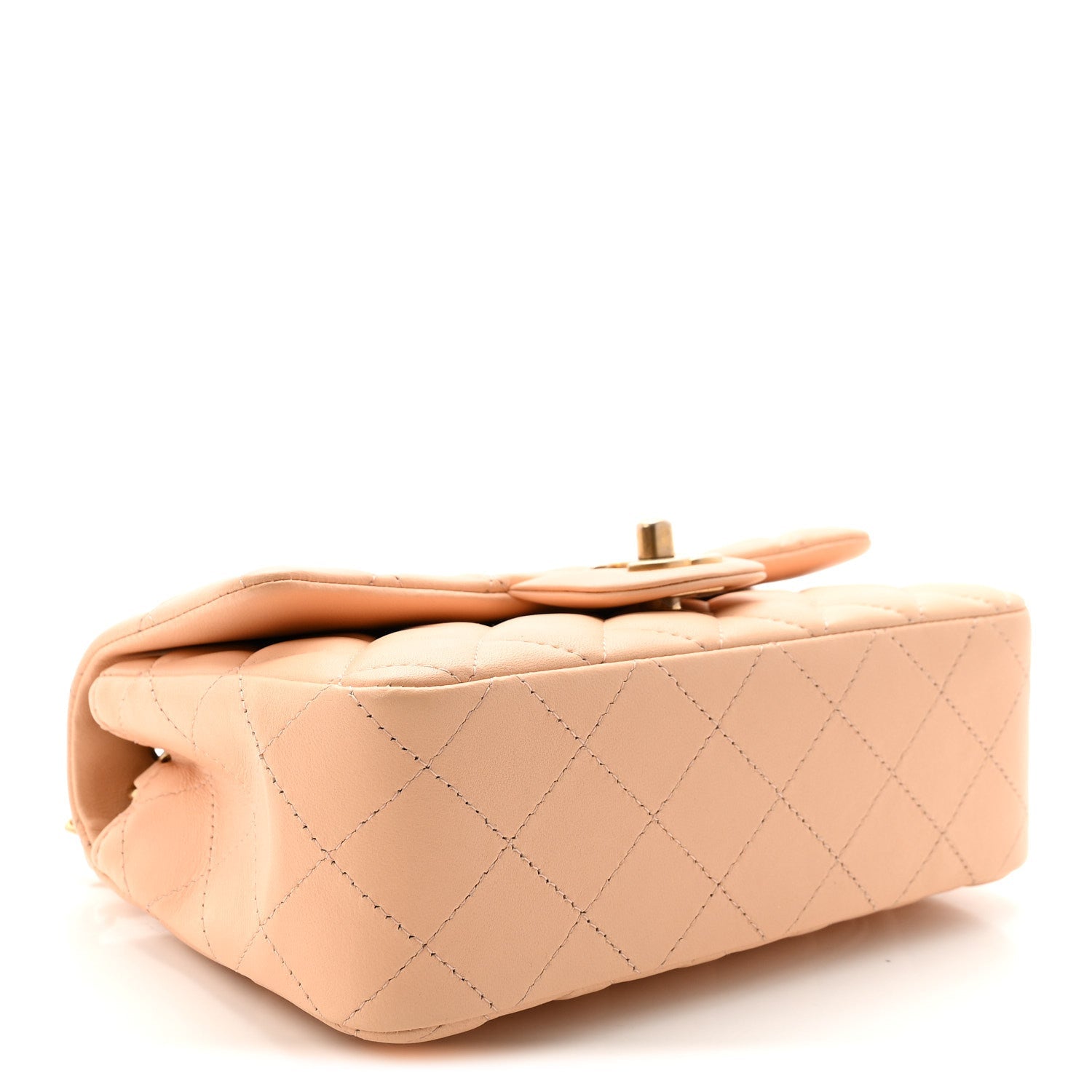 Lambskin Quilted Mini Rectangular Flap Beige